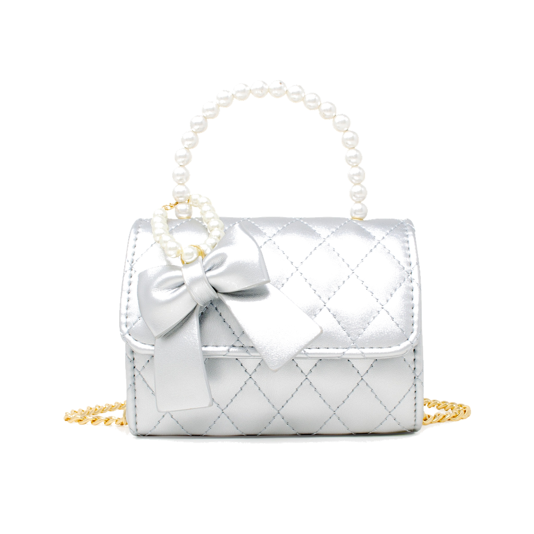 Quilted Leather Pearl Bag - Silver – Pink Chicken