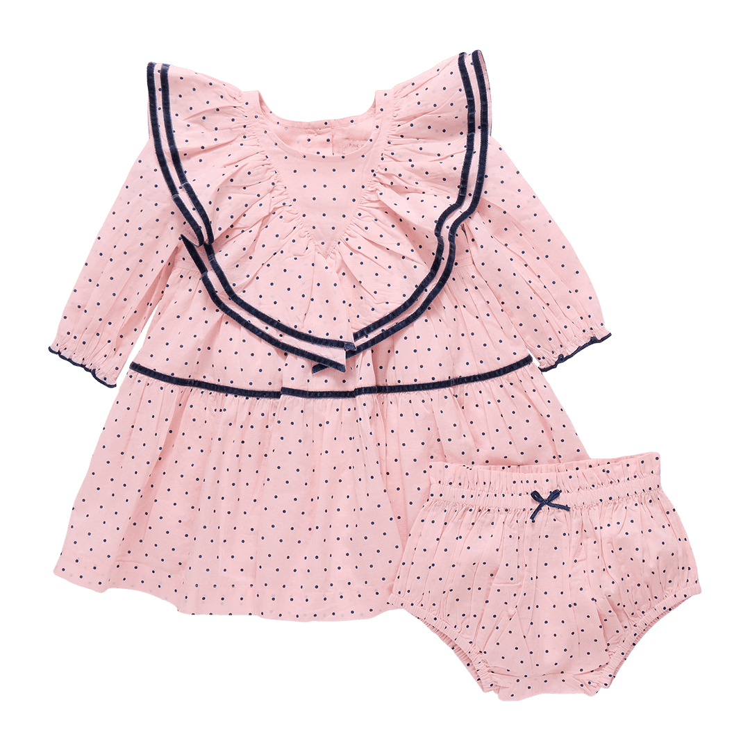 strapless open back dress Baby Girls Raphaela Dress Set Strawberry Polka Dot / 12-18M