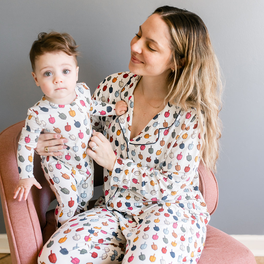 Womens Bamboo PJ Set - Multi Dreidels – Pink Chicken