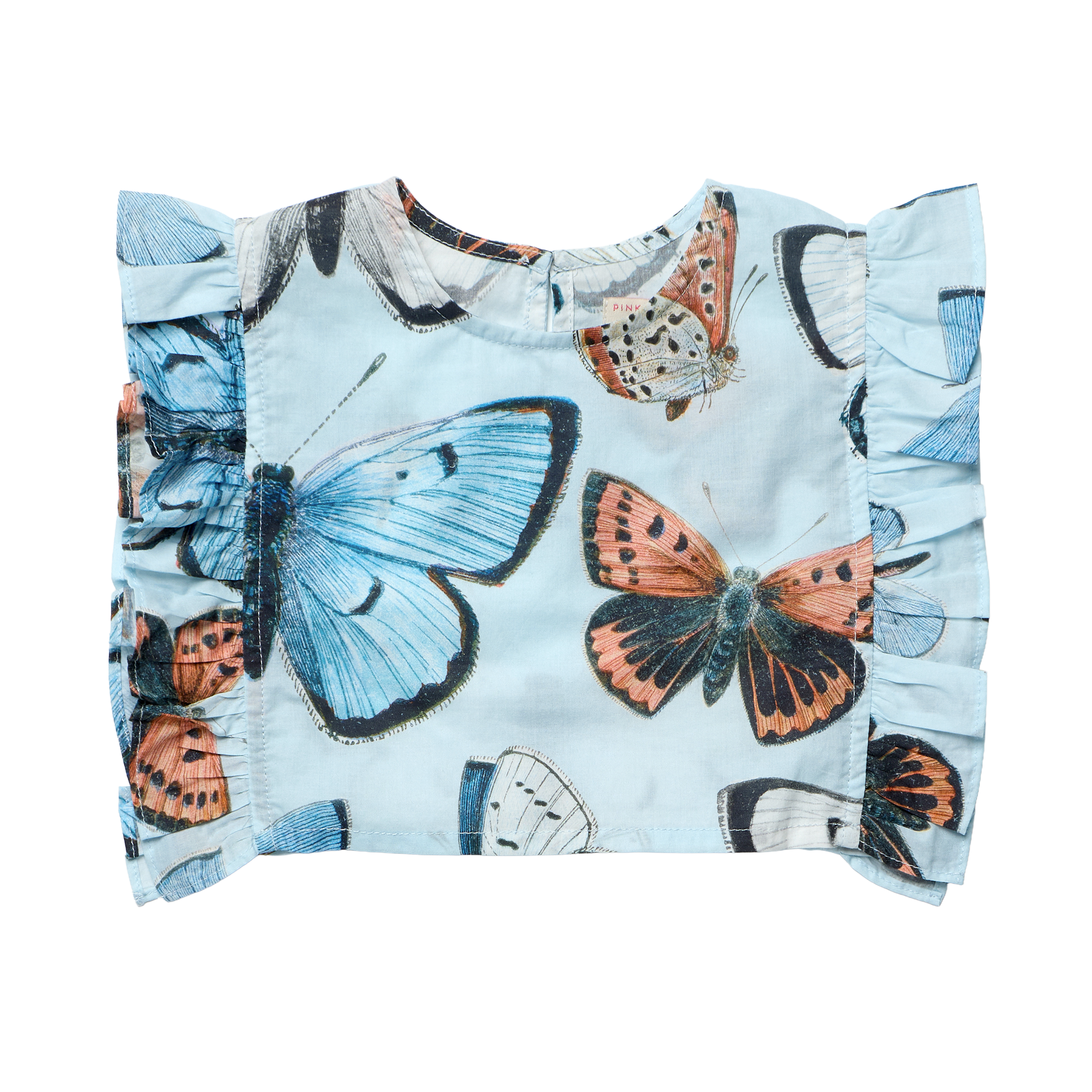 Andmary Nini lace tops 半袖 Butterfly 蝶々 Girls Ingrid Top - Blue Vintage Butterflies – Pink Chicken