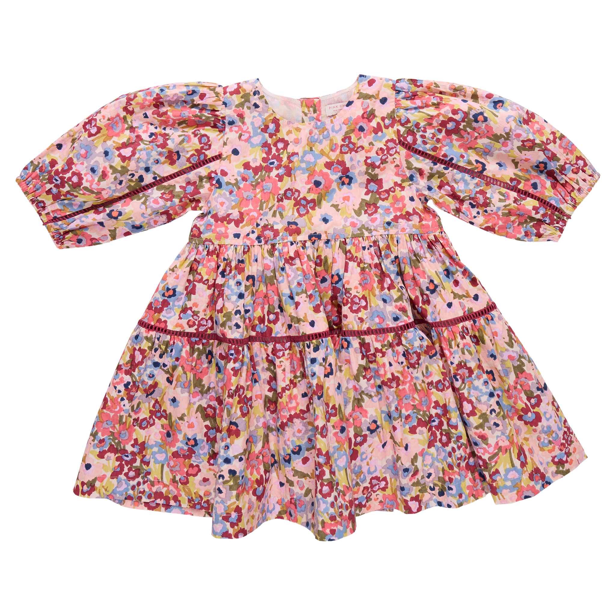 Girls Maribelle Dress- Burgundy Sketched Floral 4Y