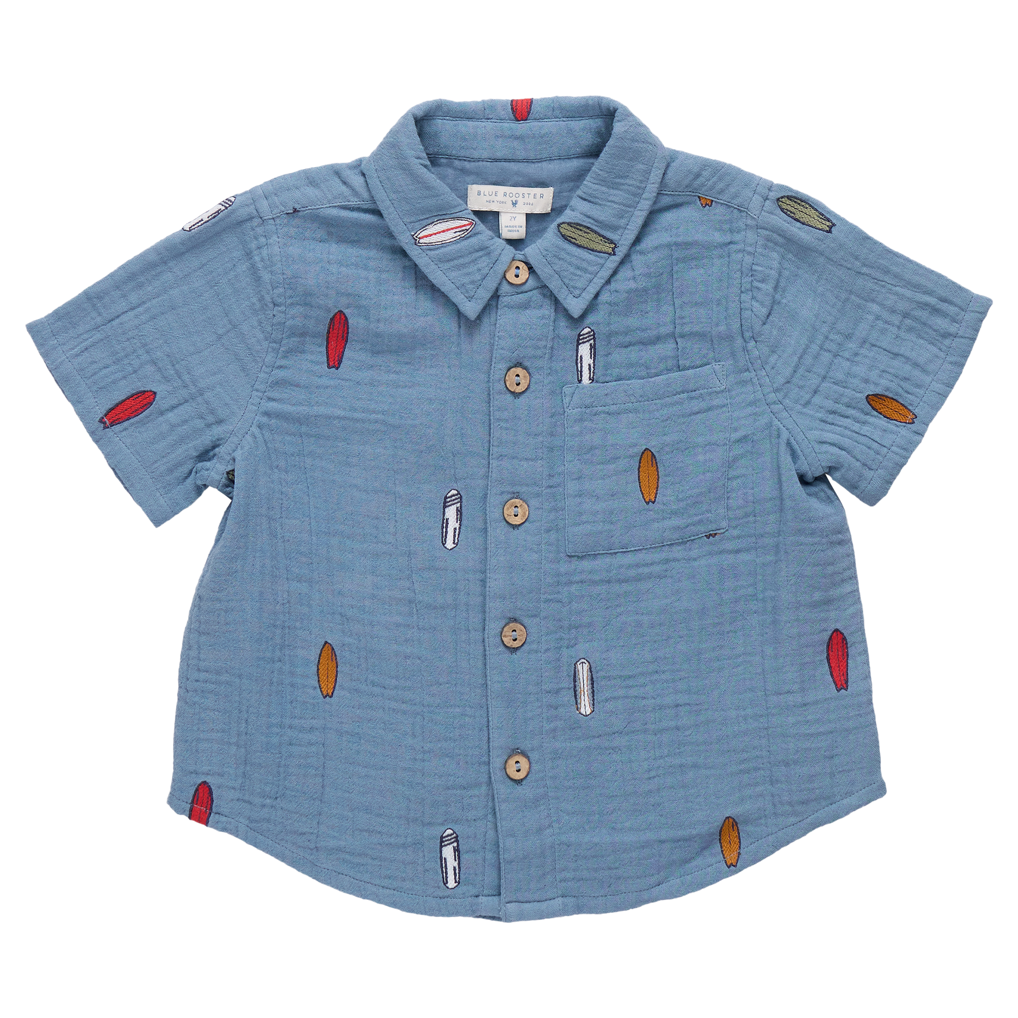 Boys Jack Shirt - Surfboard Embroidery – Pink Chicken Boys Jack Shirt - Surfboard Embroidery – Pink Chicken