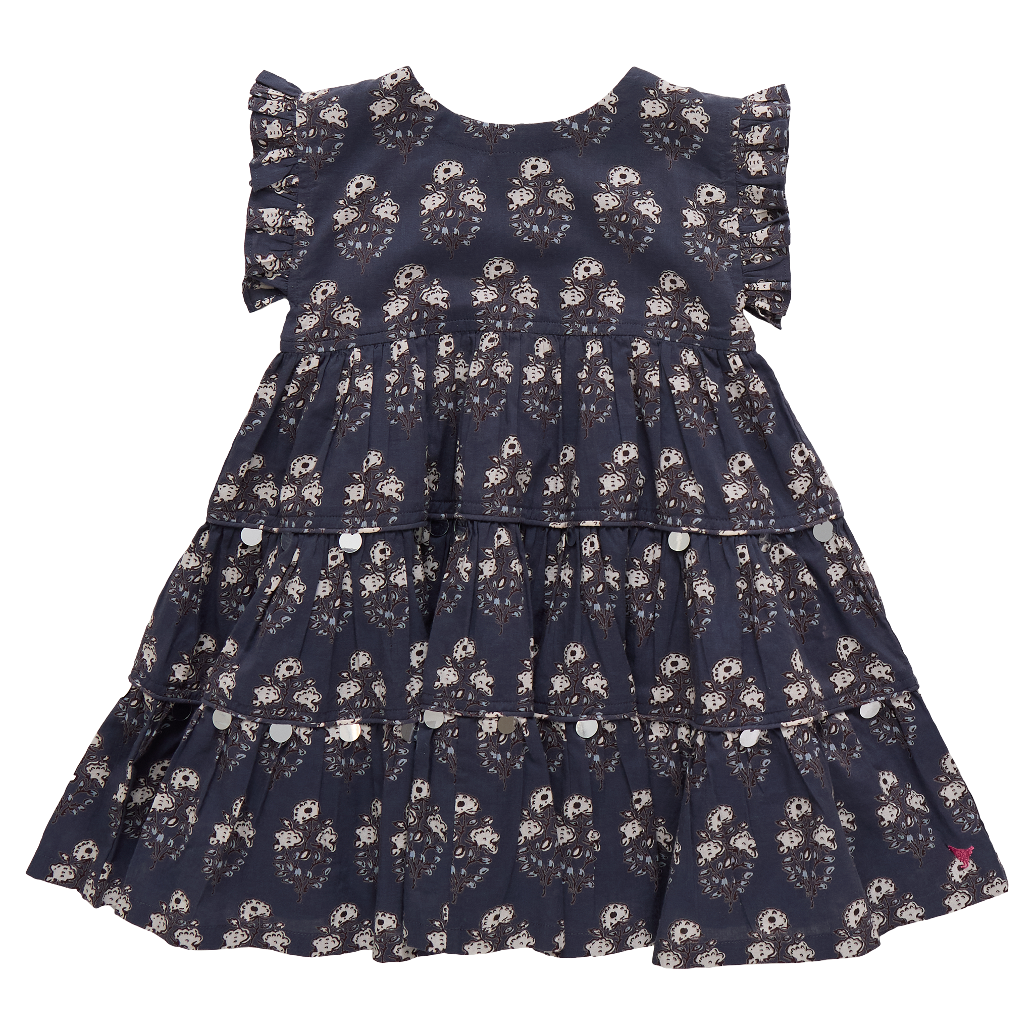 Girls Peachy Dress | Navy Strawflower | 7Y Girls Peachy Dress | Navy Strawflower | 7Y