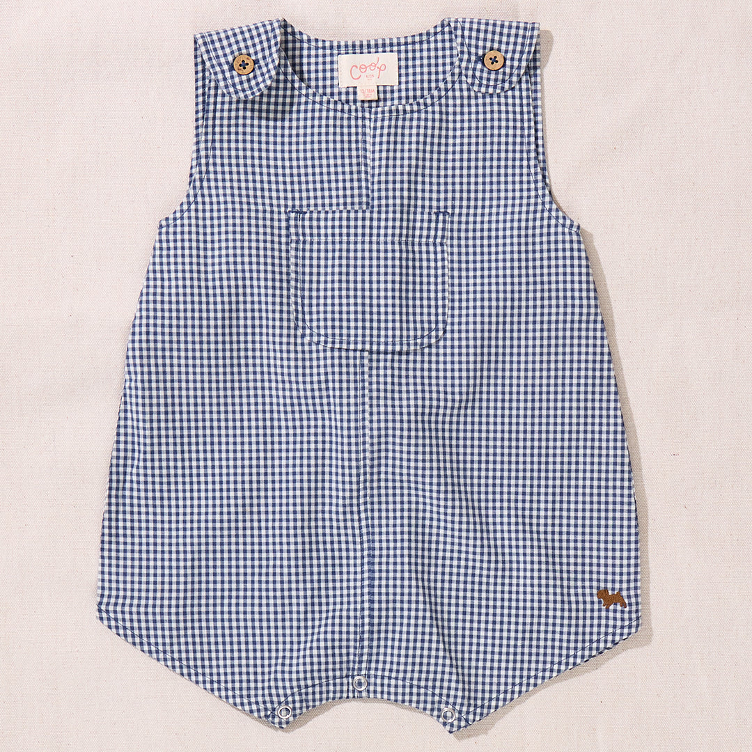 Baby Picnic Romper Navy Gingham – Pink Chicken