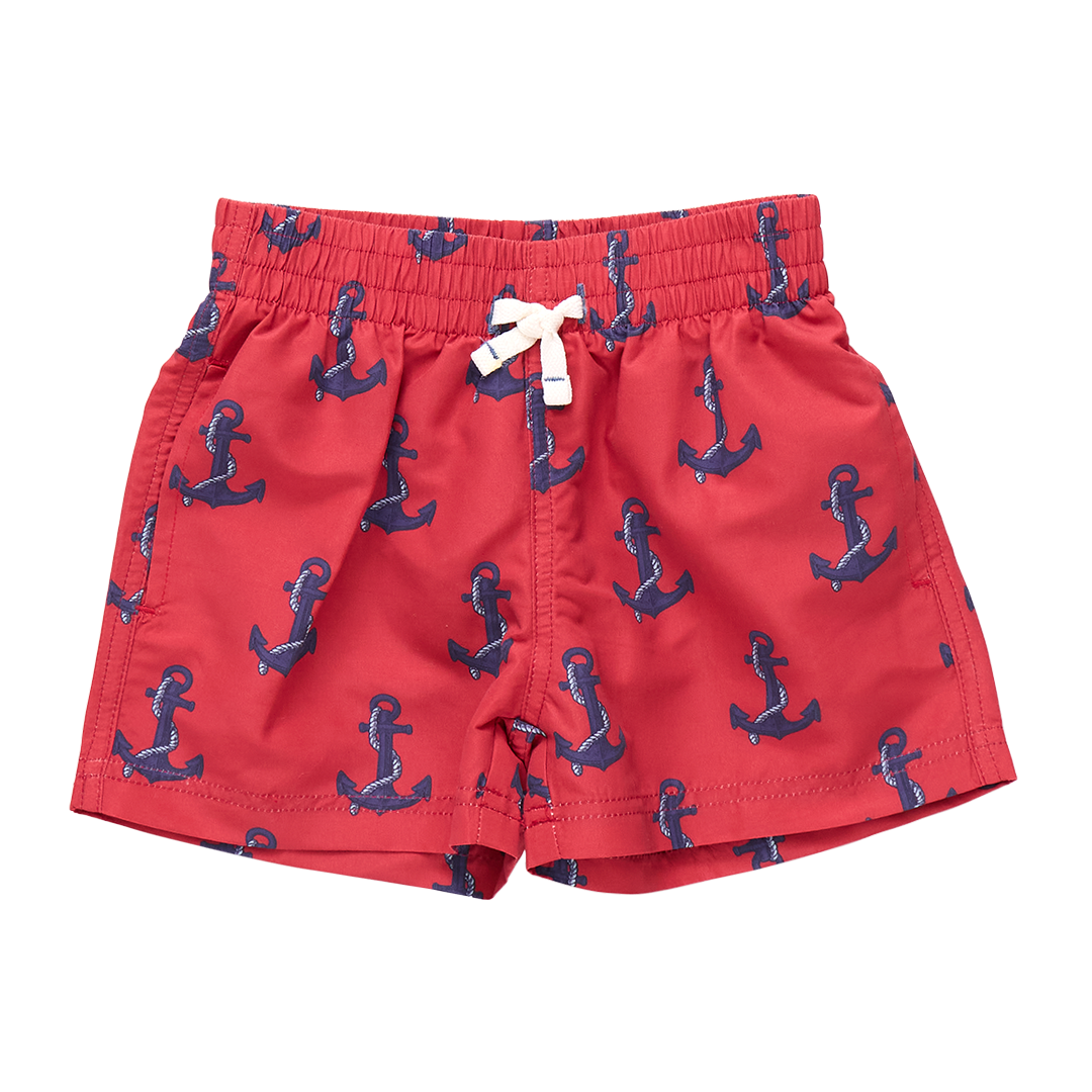 Baby Boys Swim Trunk Red Nautical Anchors – Pink Chicken