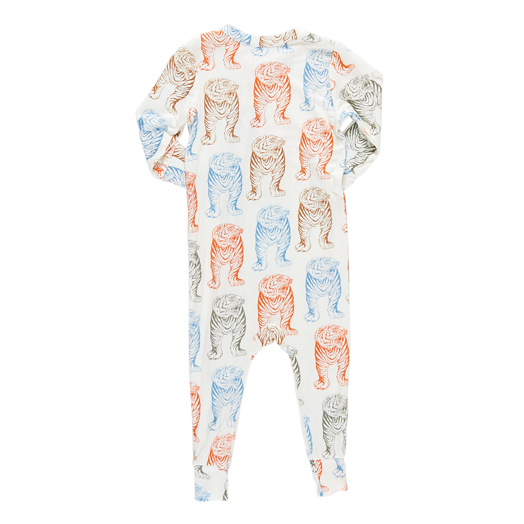 Baby Bamboo Romper Multi Tiger Pink Chicken