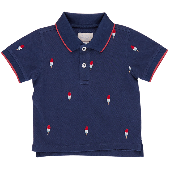 Boys Alec Shirt - Navy Rocket Pop Embroidery