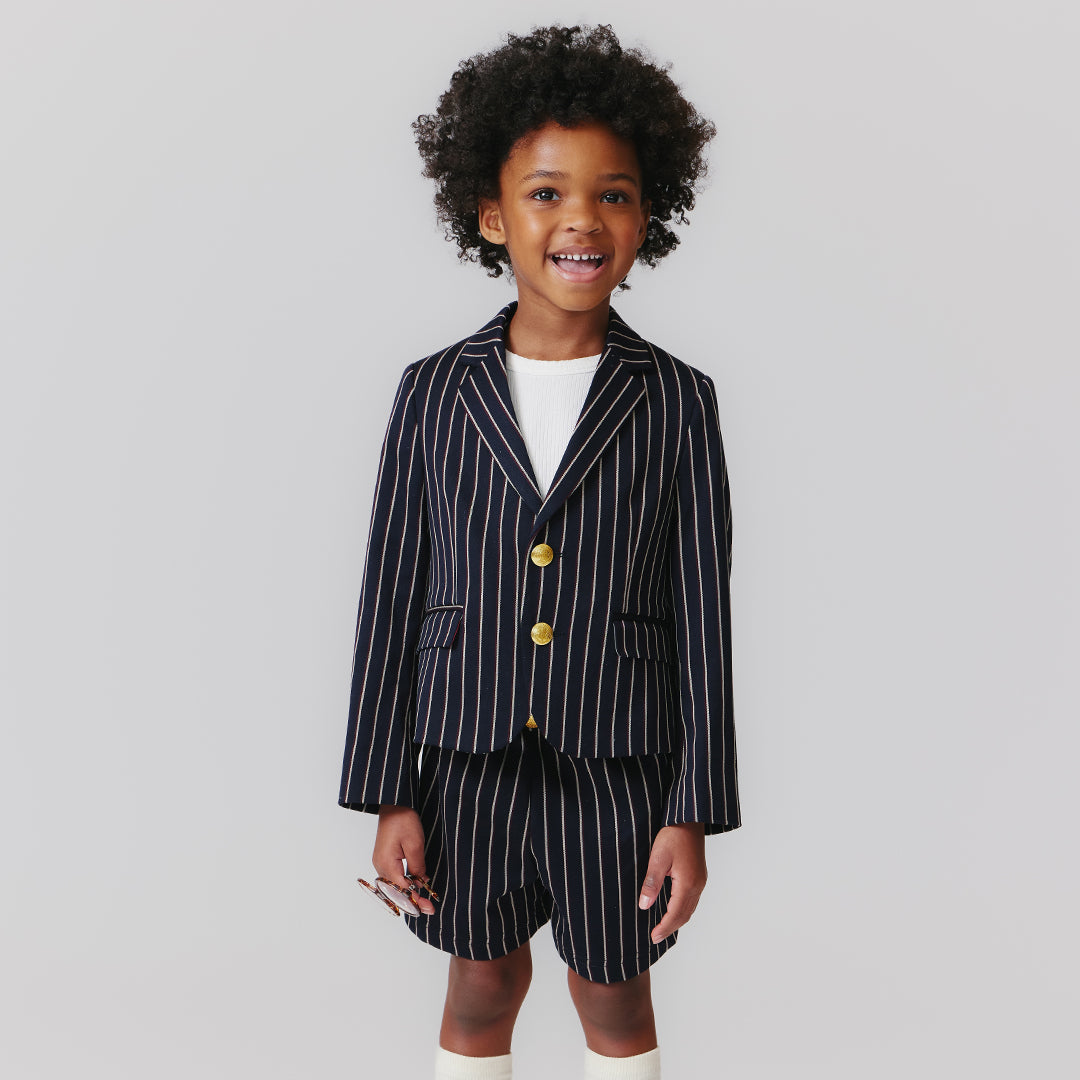 Girls Bradley Blazer - Navy Pinstripes – Pink Chicken 
