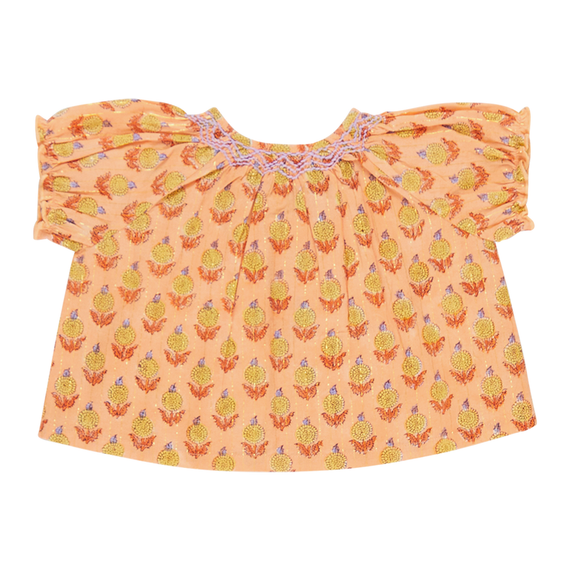 Girls Short Sleeve Ava Top - Orange Dahlia
