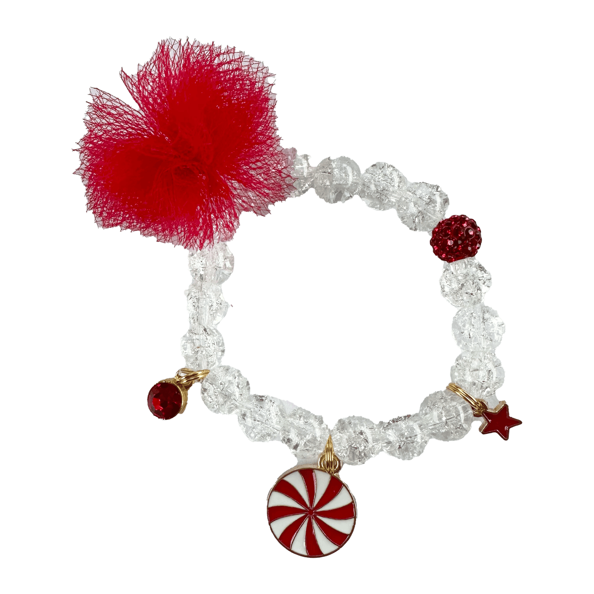 Holiday Bracelet Candy Cane Pink Chicken