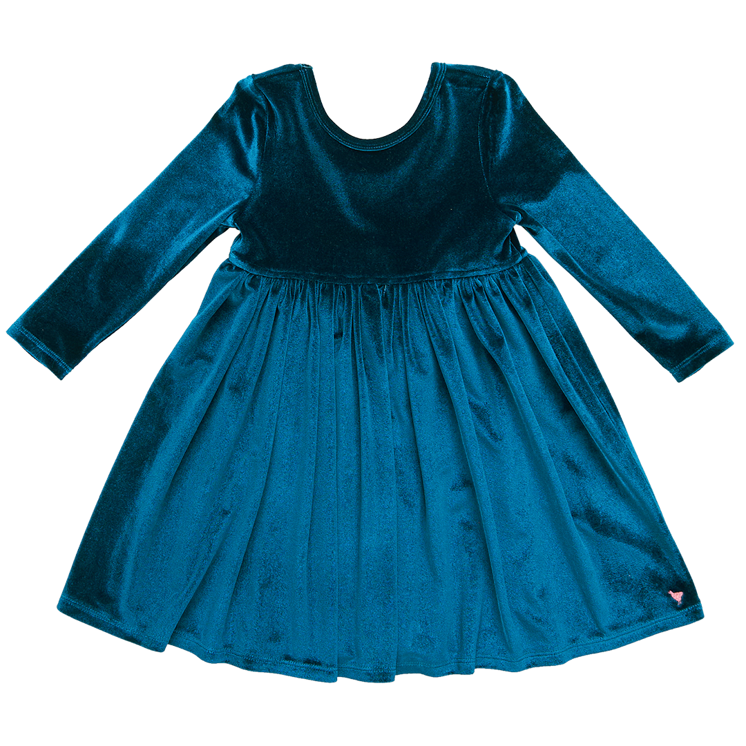 Girls Velour Steph Dress - Midnight Blue – Pink Chicken