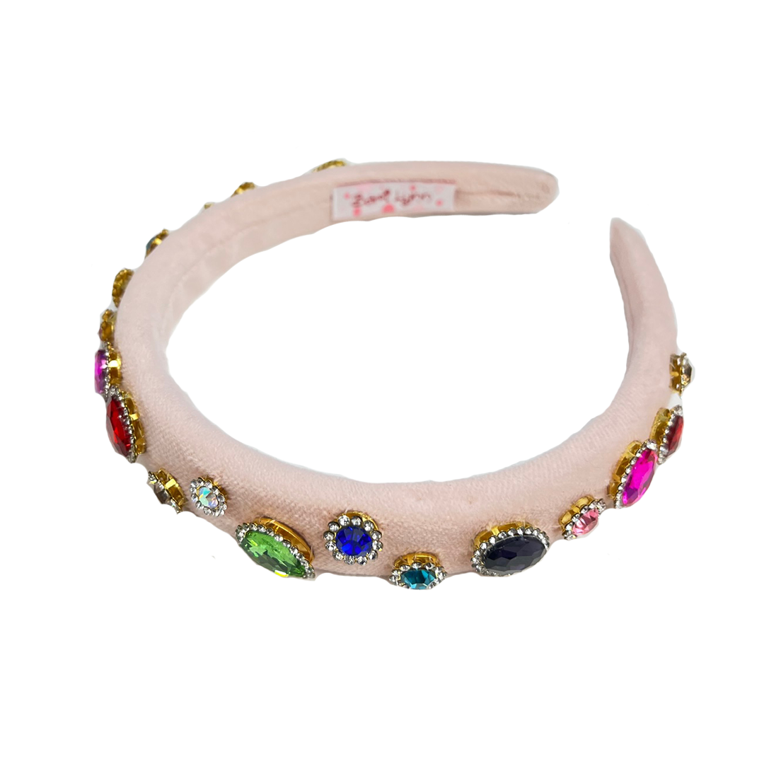 Thin Jeweled Padded Headband Light Pink Pink Chicken