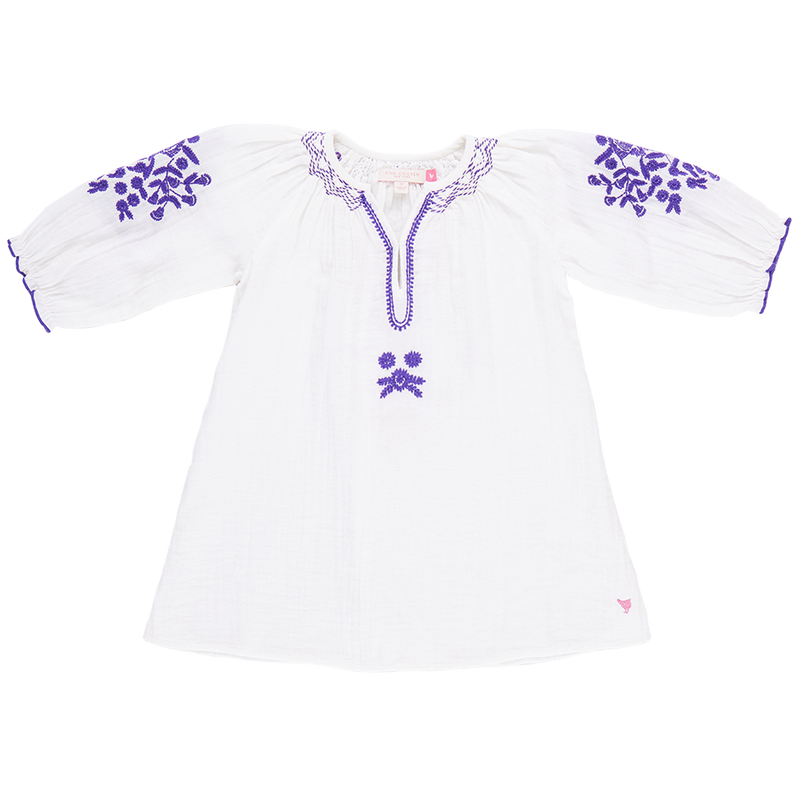 Girls Ava Dress - Gardenia White Embroidery