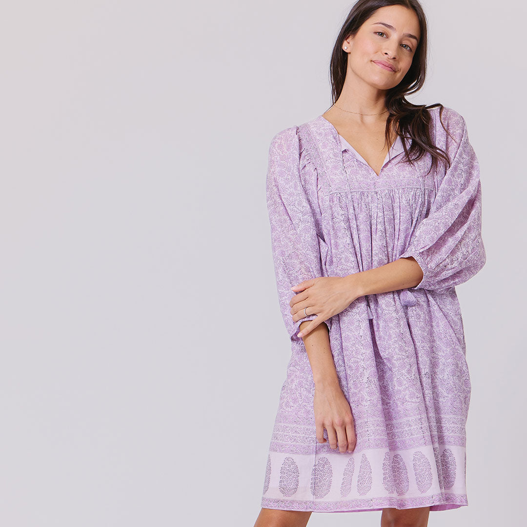 Womens Sanaa Dress - Lavender Garden Floral Womens Sanaa Dress - Lavender Garden Floral