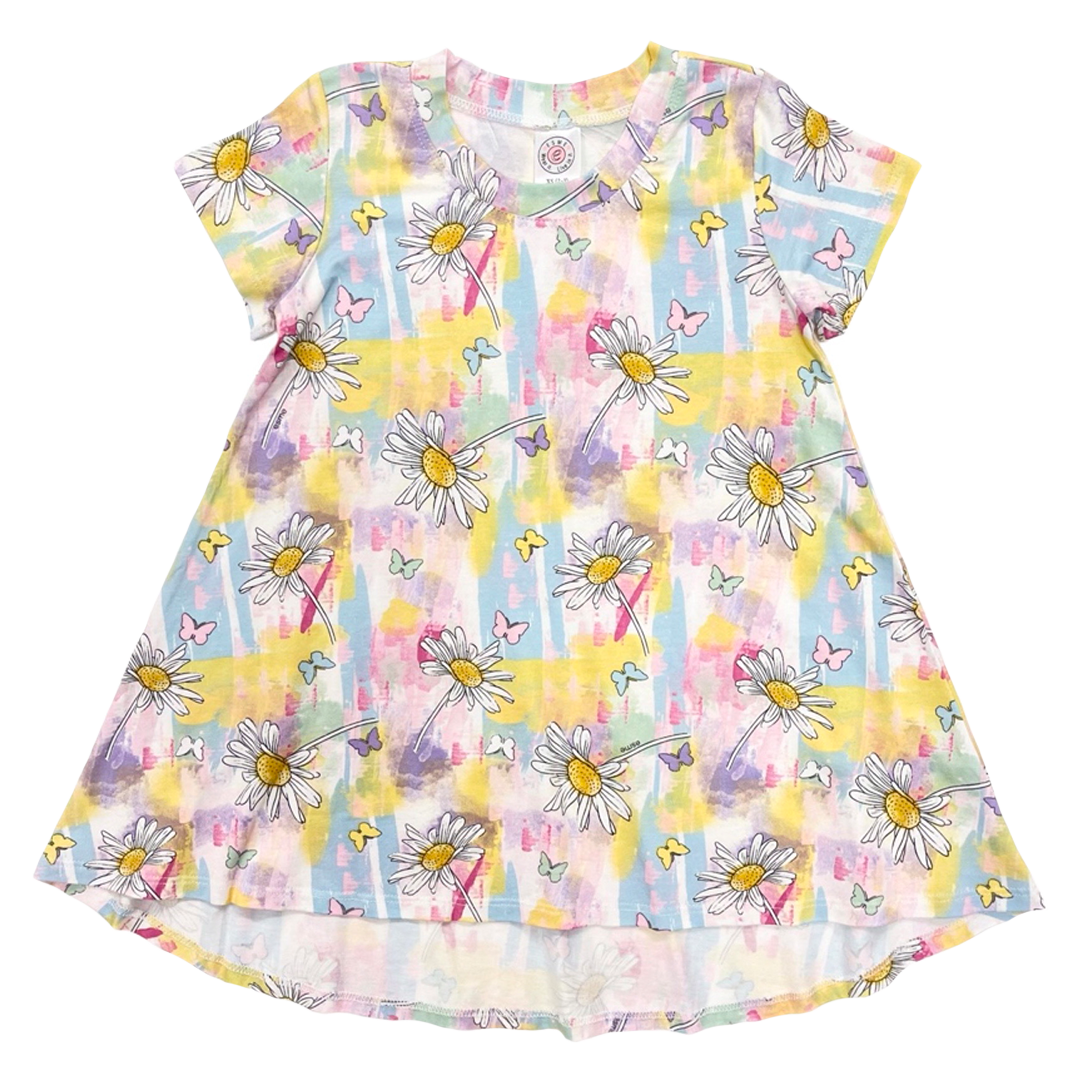 Daisy S/S HiLow Dress Pink Chicken