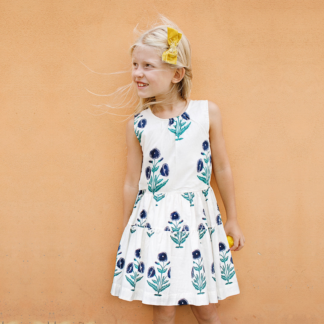 Girls Eloise Dress - Navy Dandelion – Pink Chicken | Sommerkleider