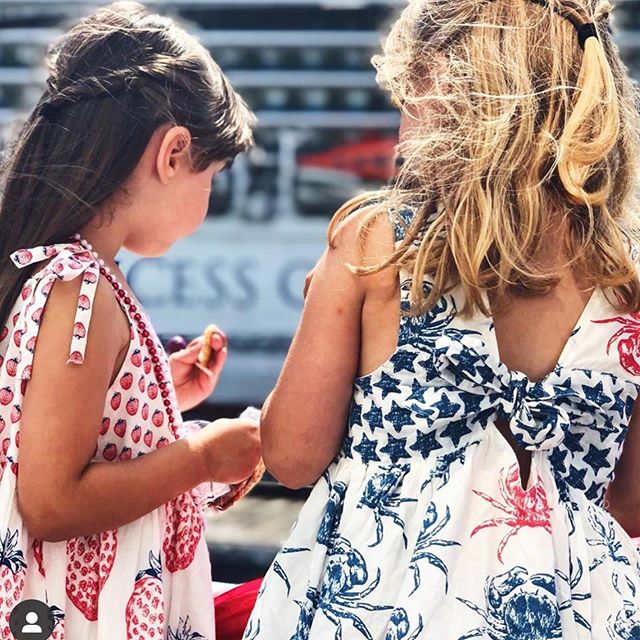Red white and blue dresses. 