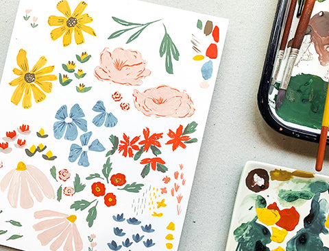 Hope Johnson's hand-painted florals.