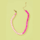 Eloise Beaded Necklace - Marbled Dark + Light Pink