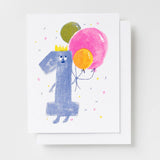 Birthday 1 Risograph Card | Pink Chicken