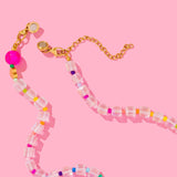 Maggie Beaded Necklace - White Opals + Multi-Colored