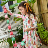 Girls Lame Steph Dress - Bottle Brush Trees