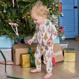 Baby Ruffle Bamboo Romper - Multi Christmas Trees
