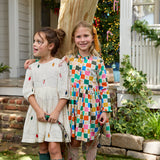 Girls Embroidery Brooke Dress - Christmas Lights