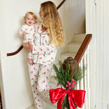 Womens Bamboo PJ Set - Small Santas