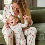 Womens Bamboo PJ Set - Small Santas