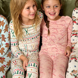 Kids Bamboo PJ Set - Candy Cane Bows