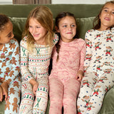 Kids Bamboo PJ Set - Western Santas
