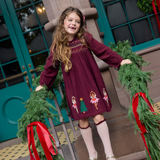 Girls Stevie Long Sleeve Dress - Nutcracker Embroidery