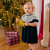 Baby Girls Caroline Dress Set - Evergreen Velour