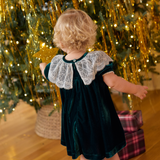 Baby Girls Caroline Dress Set - Evergreen Velour