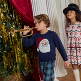 Boys Oliver Sweater - Navy Santa