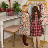 Girls Jennifer Dress - Burgundy Tartan