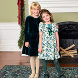 Girls Hermione Dress - Green Holly