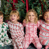 Kids Bamboo PJ Set - Vintage Santas