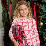 Kids Bamboo PJ Set - Pink Present Bow