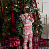 Kids Bamboo PJ Set - Candy Cane Fair Isle