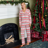 Womens Bamboo PJ Set - Candy Cane Fair Isle