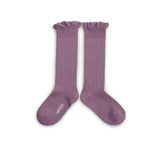 Ruffle Lace Trim Knee-High Socks - Wisteria | Pink Chicken