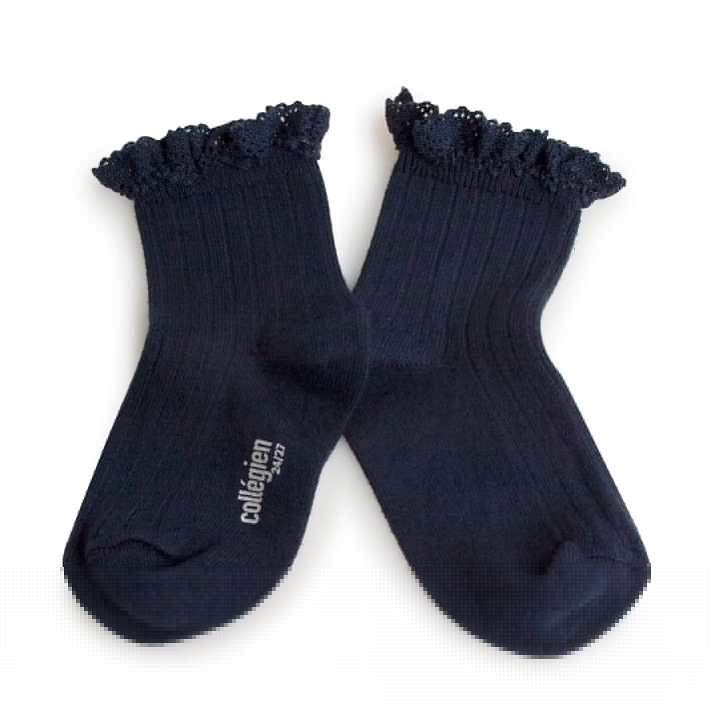 Lili Lace Ankle Socks - Navy | Pink Chicken