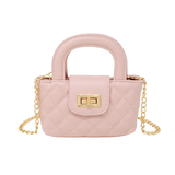 Quilted Top Handle Handbag - Pink