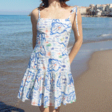 Womens Short Marilyn Dress - Island Map