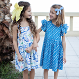 Girls Jennifer Dress - Blue Tear Drop