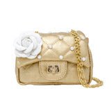 Classic Quilted Flower Bag - Gold