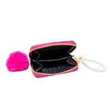 Quilted Pearl Strap Wallet - Hot Pink