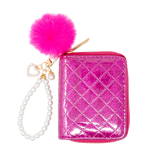 Quilted Pearl Strap Wallet - Hot Pink